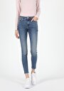 thumb-Super Slim Fit Orta Bel Dar Paça Kadın Denim Jean Pantolon