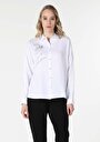 thumb-Regular Fit Shirt Neck  Kadın Beyaz Uzun Kol Gömlek Cl1057283