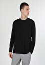 thumb-Regular Fit Yuvarlak Yaka Jakarlı Erkek Siyah Uzun Kol Tişört