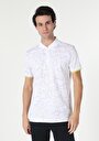 thumb-Regular Fit Polo Yaka Baskılı Erkek Beyaz Kısa Kol Tişört