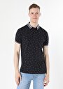 thumb-Regular Fit Polo Yaka Baskılı Erkek Lacivert Kısa Kol Tişört