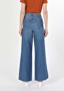 thumb-Regular Fit Yüksel Bel Süper Geniş Paça Kadın İndigo Jean Pantolon