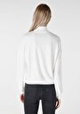 thumb-Regular Fit Yarım Balıkçı Yaka Düz Kadın Beyaz Uzun Kol Tişört