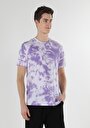 thumb-Comfort Fit Yuvarlak Yaka Baskılı Erkek Mor Kısa Kol Tişört