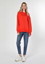 thumb-Comfort Fit Kapüşonlu Turuncu Kadın Sweatshirt