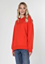 thumb-Comfort Fit Kapüşonlu Turuncu Kadın Sweatshirt