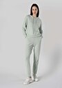 thumb-Regular Fit Orta Bel Düz Kadın Yeşil Eşofman Altı