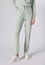 thumb-Regular Fit Orta Bel Düz Kadın Yeşil Eşofman Altı