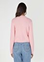 thumb-Regular Fit Yarım Balıkçı Yaka Jakarlı Kadın Pembe Kazak