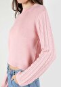 thumb-Regular Fit Yarım Balıkçı Yaka Jakarlı Kadın Pembe Kazak