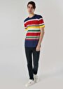 thumb-Comfort Fit Yuvarlak Yaka Çizgili Erkek Çok Renkli Kısa Kol Tişört