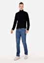 thumb-Regular Fit Turtle Neck Jakarlı Erkek Siyah Kazak