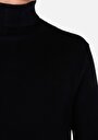 thumb-Regular Fit Turtle Neck Jakarlı Erkek Siyah Kazak