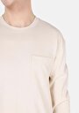 thumb-Regular Fit Yuvarlak Yaka Düz Pamuklu Erkek Taş Uzun Kol Tişört