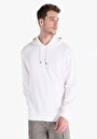 thumb-Comfort Fit Erkek Kapüşonlu Beyaz Sweatshirt 