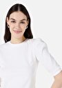 thumb-Regular Fit Yuvarlak Yaka  Kadın Beyaz Kısa Kol Tişört