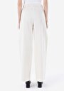 thumb-Regular Fit Yüksel Bel Geniş Paça Kadın Beyaz Cepsiz Pantolon