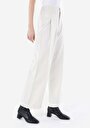 thumb-Regular Fit Yüksel Bel Geniş Paça Kadın Beyaz Cepsiz Pantolon