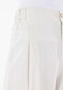thumb-Regular Fit Yüksel Bel Geniş Paça Kadın Beyaz Cepsiz Pantolon