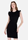 thumb-Slim Fit Örme Kadın Siyah Kısa Kol Elbise