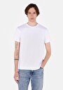 thumb-Regular Fit Yuvarlak Yaka Jakarlı Erkek Beyaz Kısa Kol Tişört