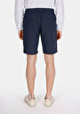 thumb-Regular Fit Orta Bel Düz Erkek Keten Karışımlı Lacivert Şort