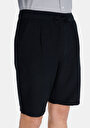 thumb-Regular Fit Dokuma Orta Bel Düz Erkek Siyah Şort