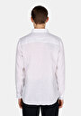 thumb-Regular Fit Shirt Neck Düz Erkek Keten Beyaz Uzun Kol Gömlek