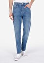thumb-Loose Straight Fit Erkek Mid İndigo Denim Jean Cepli Pantolon