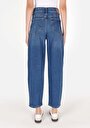 thumb-Barrel Fit Orta Bel Düz Paça Kadın İndigo Jean Pantolon