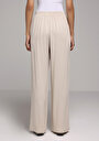 thumb-Regular Fit Yüksel Bel Düz Paça Astarsız Kadın Bej Pantolon