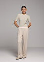 thumb-Regular Fit Yüksel Bel Düz Paça Astarsız Kadın Bej Pantolon