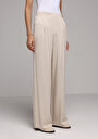 thumb-Regular Fit Yüksel Bel Düz Paça Astarsız Kadın Bej Pantolon