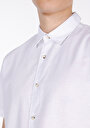 thumb-Regular Fit Shirt Neck Cepsiz Düz Erkek Beyaz Kısa Kol Gömlek