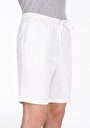 thumb-Regular Fit Orta Bel Düz Erkek Beyaz Şort