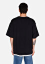 thumb-Oversize Fit Pamuklu Yuvarlak Yaka Düz Erkek Siyah Kısa Kol Tişört
