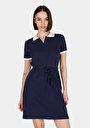 thumb-Regular Fit Düz Kadın Lacivert Kısa Kol Elbise