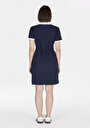 thumb-Regular Fit Düz Kadın Lacivert Kısa Kol Elbise