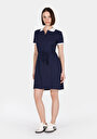 thumb-Regular Fit Düz Kadın Lacivert Kısa Kol Elbise