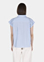 thumb-Regular Fit Shirt Neck Düz Kadın Mavi Kolsuz Gömlek