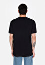 thumb-Regular Fit Yuvarlak Yaka Pamuklu Jakarlı Erkek Siyah Kısa Kol Tişört