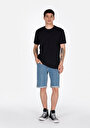 thumb-Regular Fit Yuvarlak Yaka Pamuklu Jakarlı Erkek Siyah Kısa Kol Tişört