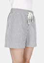 thumb-Regular Fit Düşük Bel Çizgili Kadın Lacivert Şort