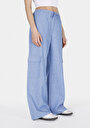 thumb-Regular Fit Yüksel Bel Geniş Paça Kadın Mavi  Pantolon