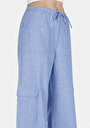 thumb-Regular Fit Yüksel Bel Geniş Paça Kadın Mavi  Pantolon