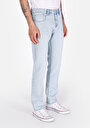 thumb-Straight Fit Düşük Bel Düz Paça Erkek Bleach İndigo Denim Jean Fermuarlı Pantolon