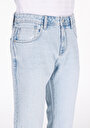 thumb-Straight Fit Düşük Bel Düz Paça Erkek Bleach İndigo Denim Jean Fermuarlı Pantolon