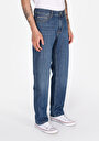 thumb-Regular Fit Erkek Fermuarlı Mid İndigo Denim Jean Pantolon