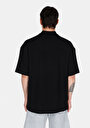 thumb-Oversize Fit Polo Yaka Düz Erkek Siyah Kısa Kol Tişört