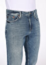 thumb-Regular Fit Erkek Pamuklu Fermuarlı Mid İndigo Denim Jean Pantolon